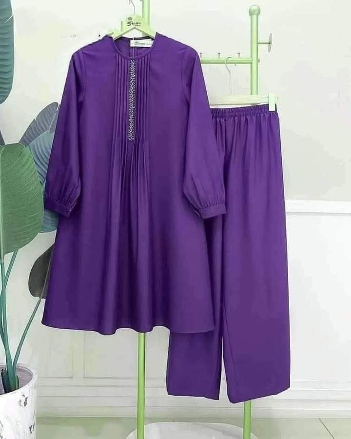 Western Fashion Pant tops 2pis collection Purple Color Soft silk Georgette for womens and girls.